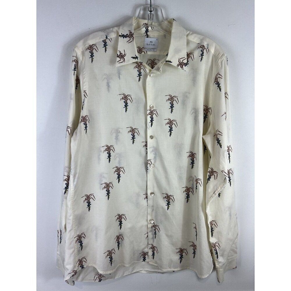 PS By Paul Smith Men’s Button Up Long Sleeve Shirt Trees Medium Capsule Neutral